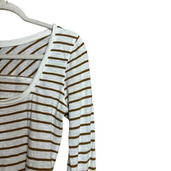 Free People Top Womens Medium Multicolor Stripe Scoop Neck Cotton Crochet Sleeve - Picture 3 of 9